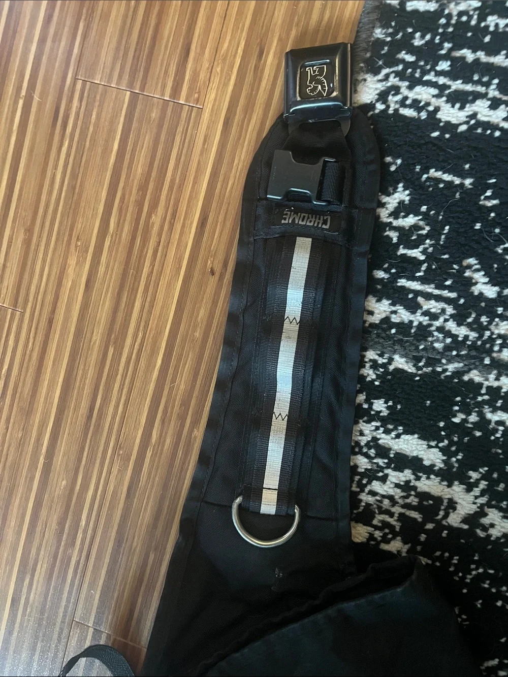 Chrome Black Messenger Bag with Reflective Straps